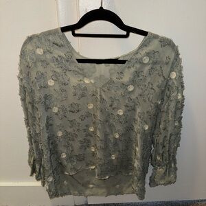 Elegant Green Textured Women's Top